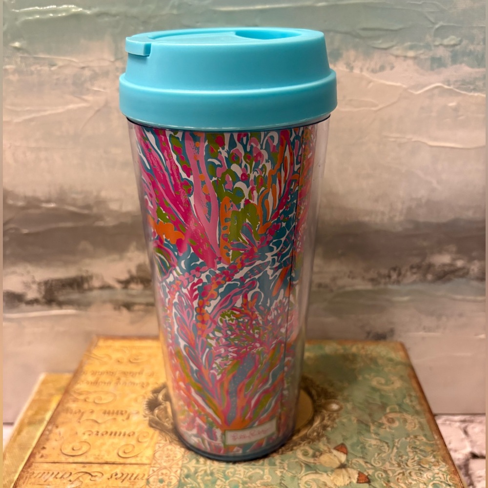 Lilly Pulitzer Multicolor Travel Tumbler Drinkware W/ Lid 16 OZ